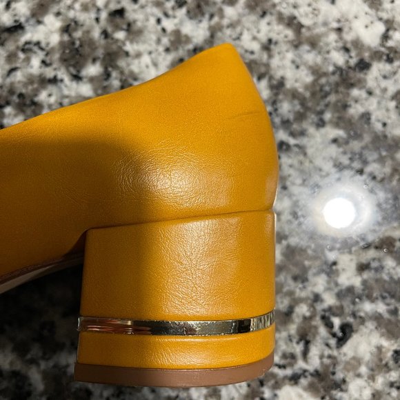 Zara Orange Tan Wide Heeled Pumps Sz. 39 - Picture 8 of 8